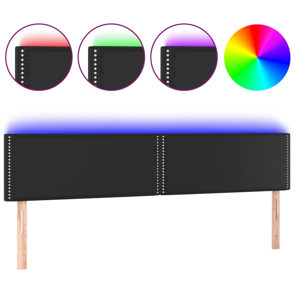 Κεφαλάρι Κρεβατιού LED Μαύρο 180x5x78/88 εκ. Συνθετ. Δέρμα