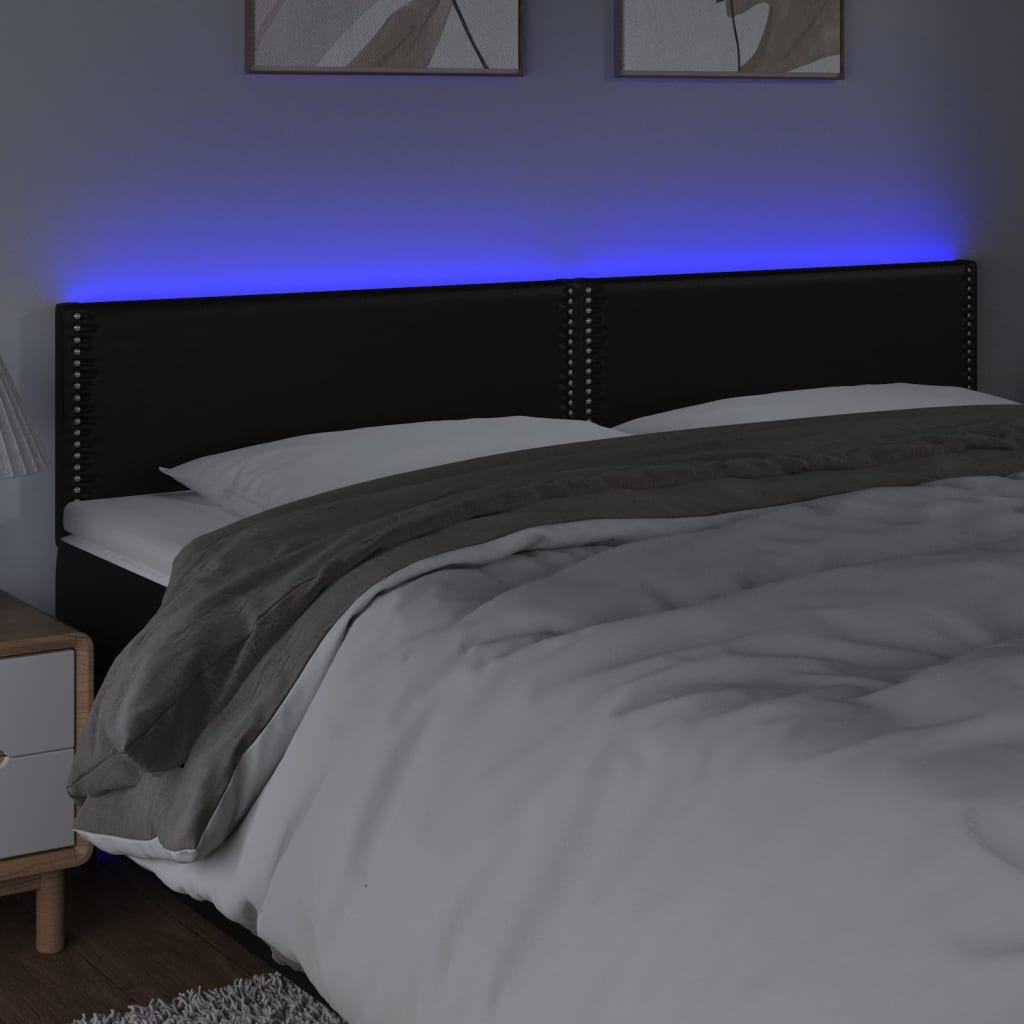 Κεφαλάρι Κρεβατιού LED Μαύρο 180x5x78/88 εκ. Συνθετ. Δέρμα