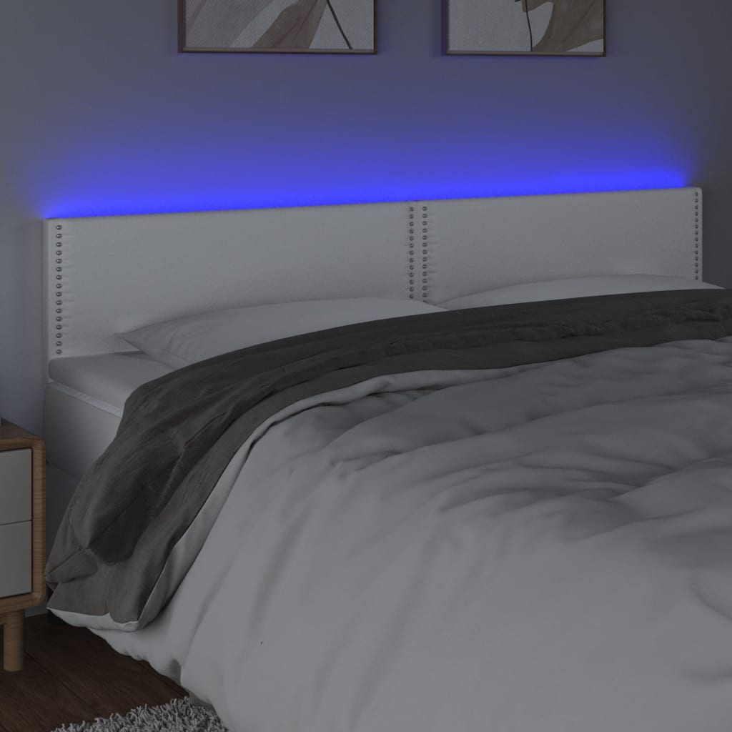 Κεφαλάρι Κρεβατιού LED Λευκό 180x5x78/88 εκ. Συνθετ. Δέρμα - Pakobazaar