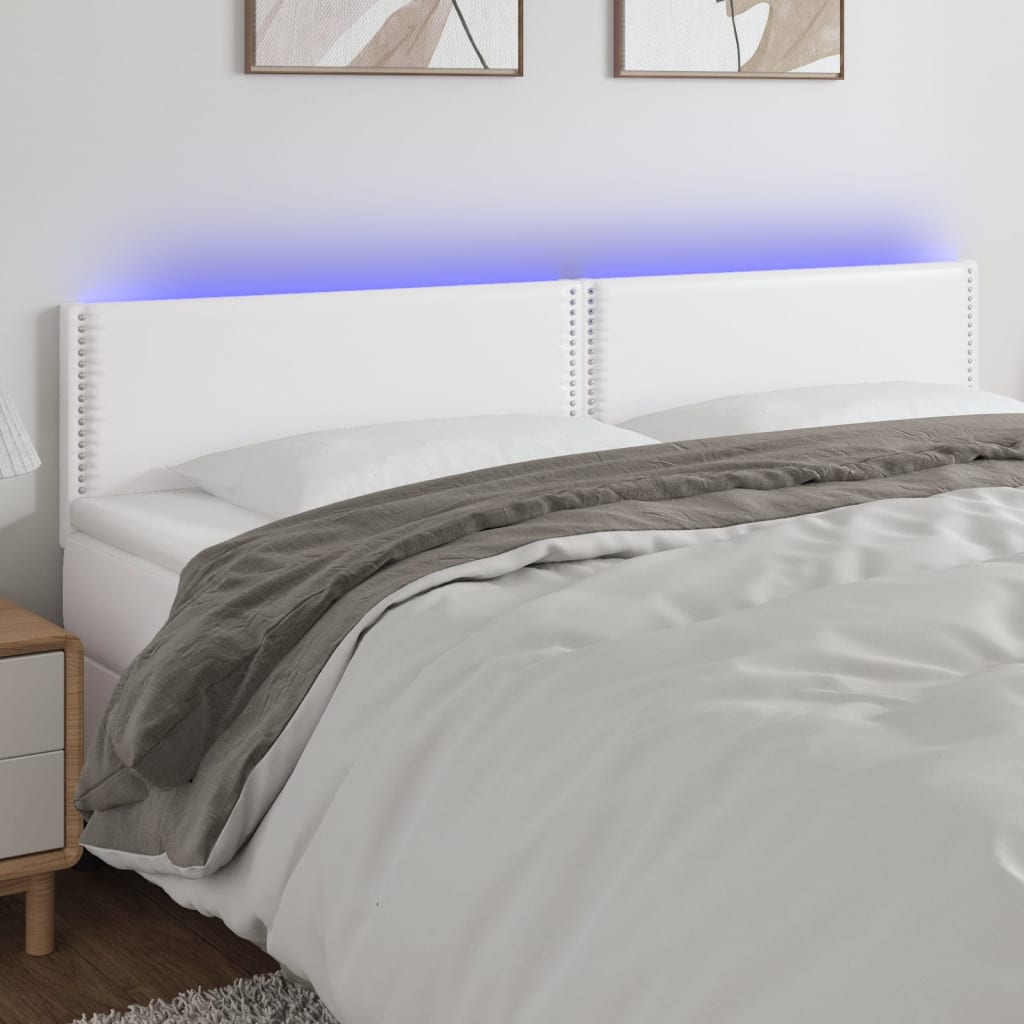 Κεφαλάρι Κρεβατιού LED Λευκό 180x5x78/88 εκ. Συνθετ. Δέρμα - Pakobazaar