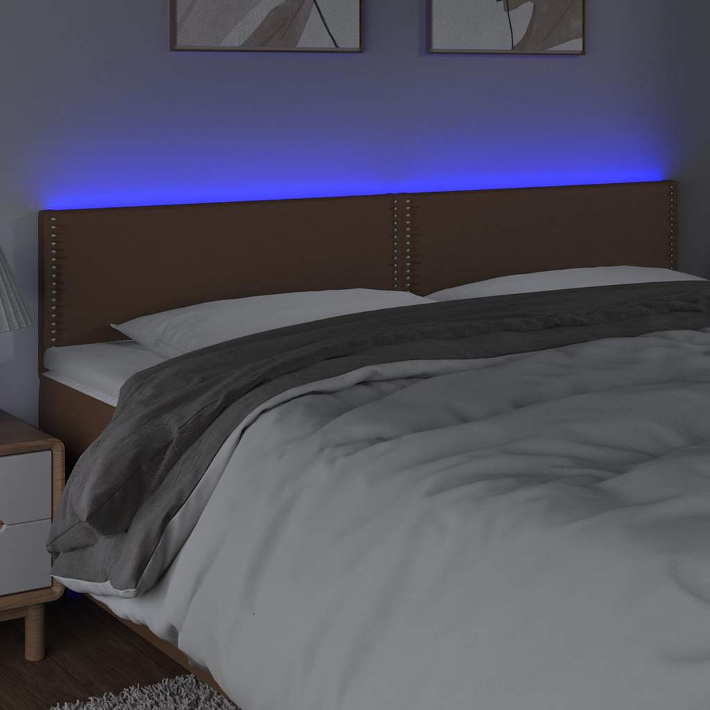 Κεφαλάρι Κρεβατιού LED Καφέ 180x5x78/88 εκ. από Συνθετικό Δέρμα - Pakobazaar