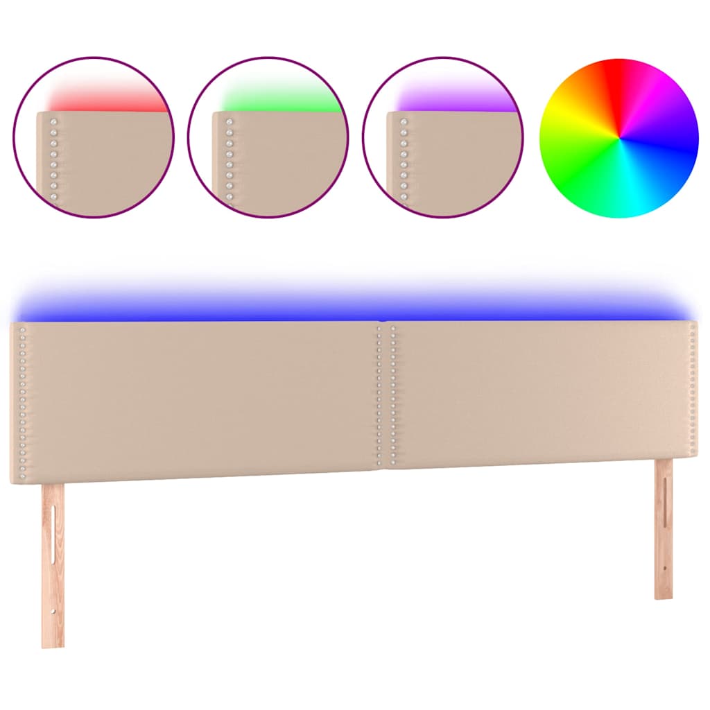 Κεφαλάρι Κρεβατιού LED Καπουτσίνο 180x5x78/88 εκ. Συνθετ. Δέρμα - Pakobazaar