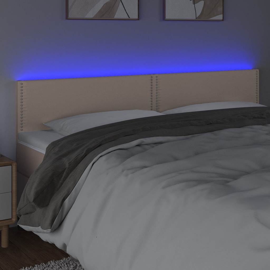Κεφαλάρι Κρεβατιού LED Καπουτσίνο 180x5x78/88 εκ. Συνθετ. Δέρμα - Pakobazaar