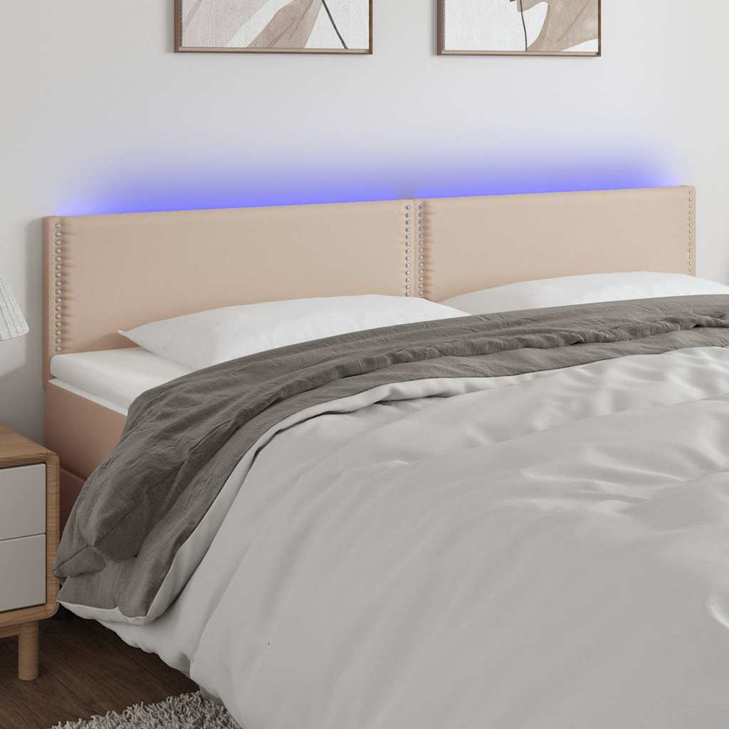 Κεφαλάρι Κρεβατιού LED Καπουτσίνο 180x5x78/88 εκ. Συνθετ. Δέρμα - Pakobazaar