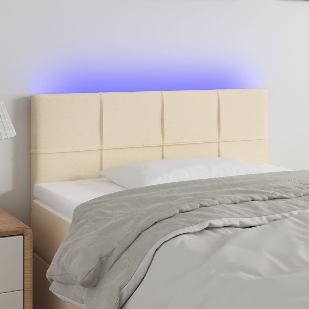 Κεφαλάρι Κρεβατιού LED Κρεμ 80 x 5 x 78/88 εκ. Υφασμάτινο - Pakobazaar
