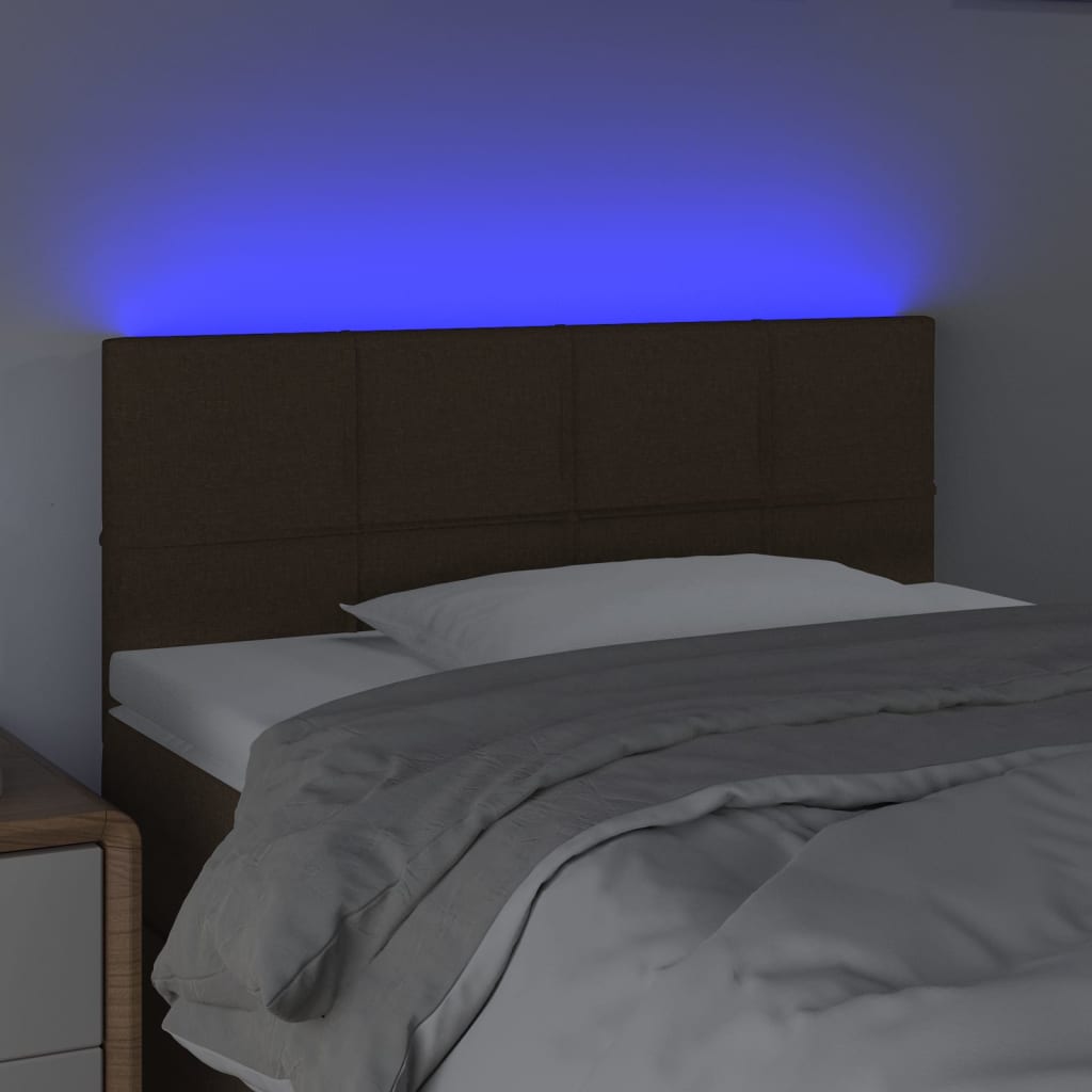 Κεφαλάρι Κρεβατιού LED Σκούρο Καφέ 90x5x78/88 εκ. Υφασμάτινο