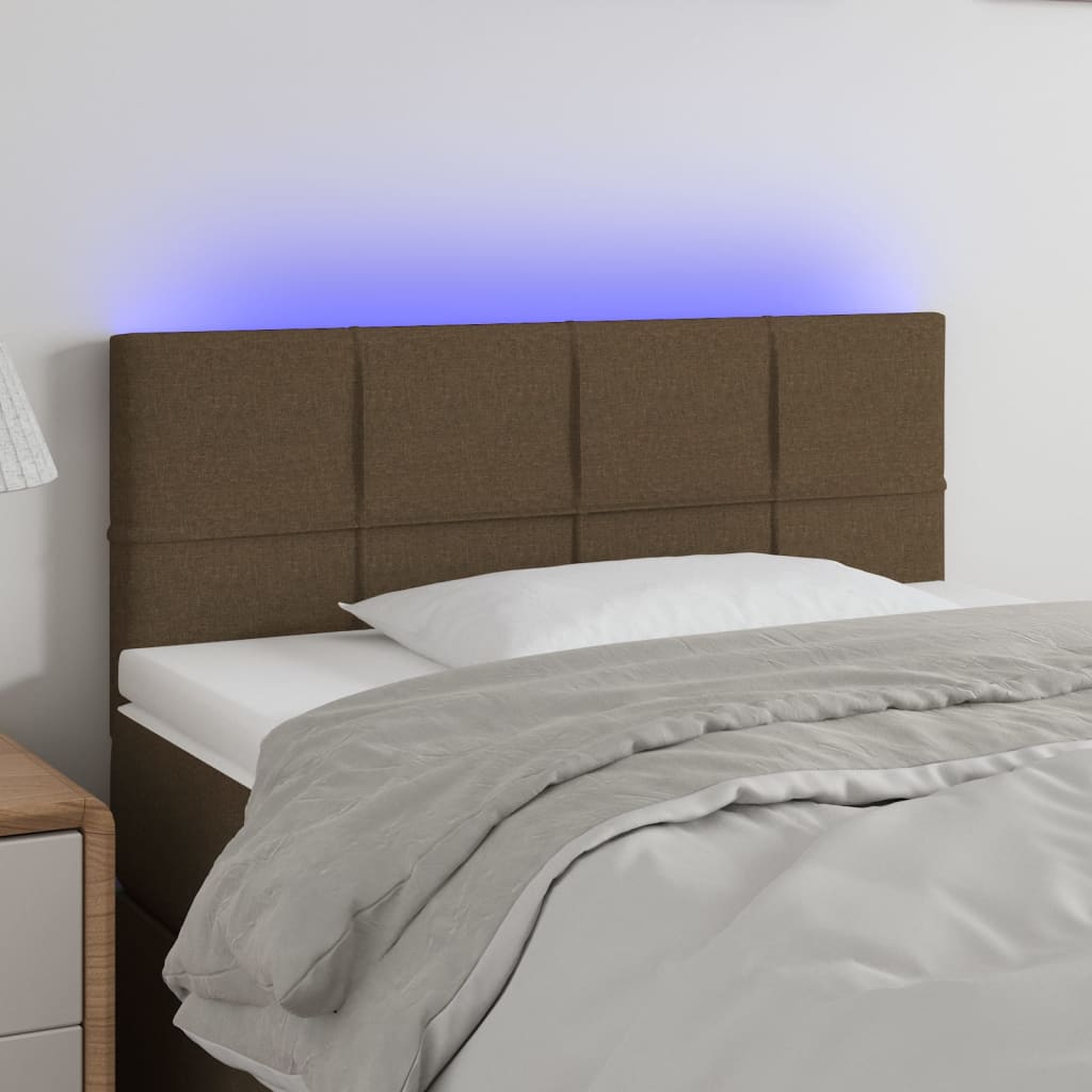 Κεφαλάρι Κρεβατιού LED Σκούρο Καφέ 90x5x78/88 εκ. Υφασμάτινο