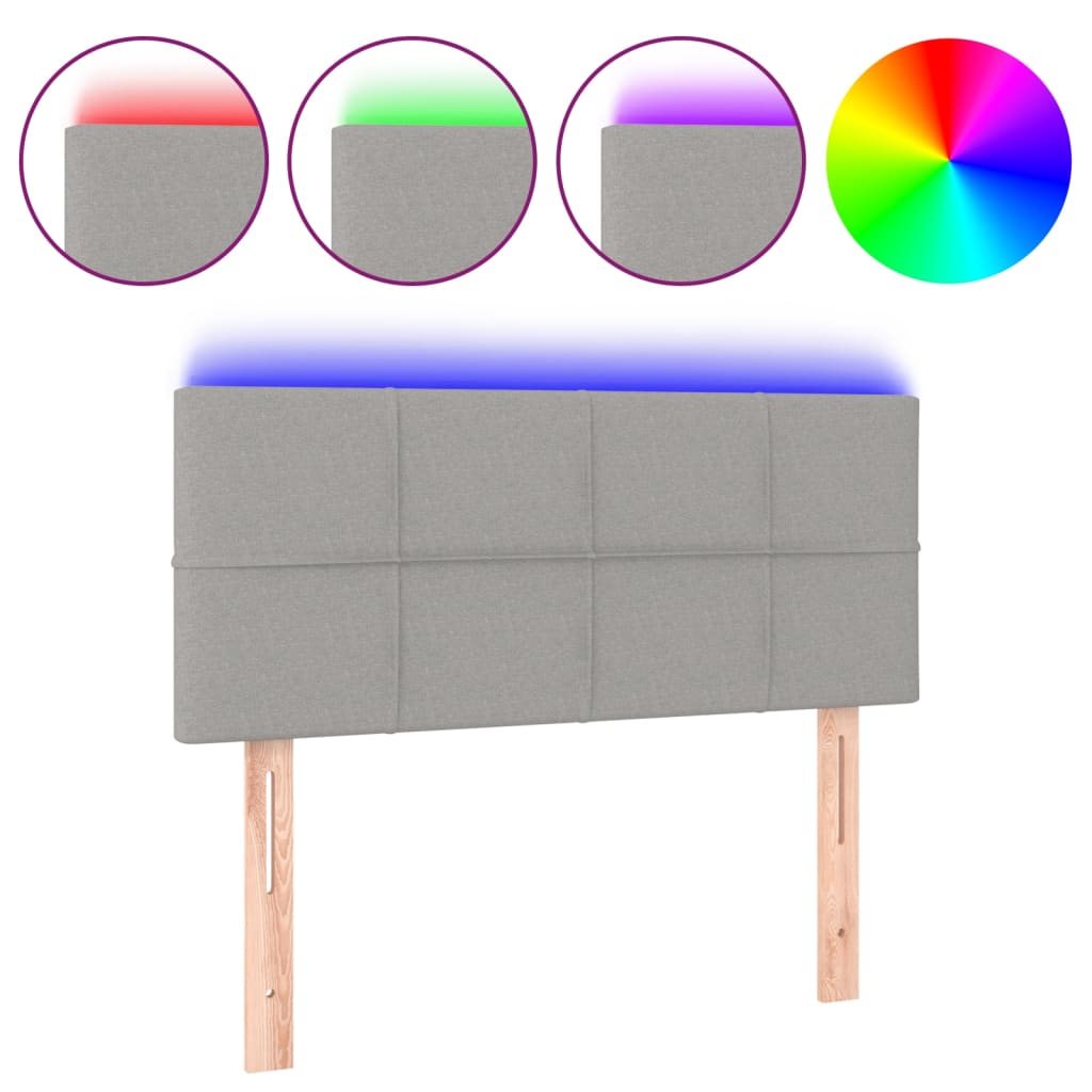 Κεφαλάρι Κρεβατιού LED Ανοιχτό Γκρι 100x5x78/88 εκ. Υφασμάτινο
