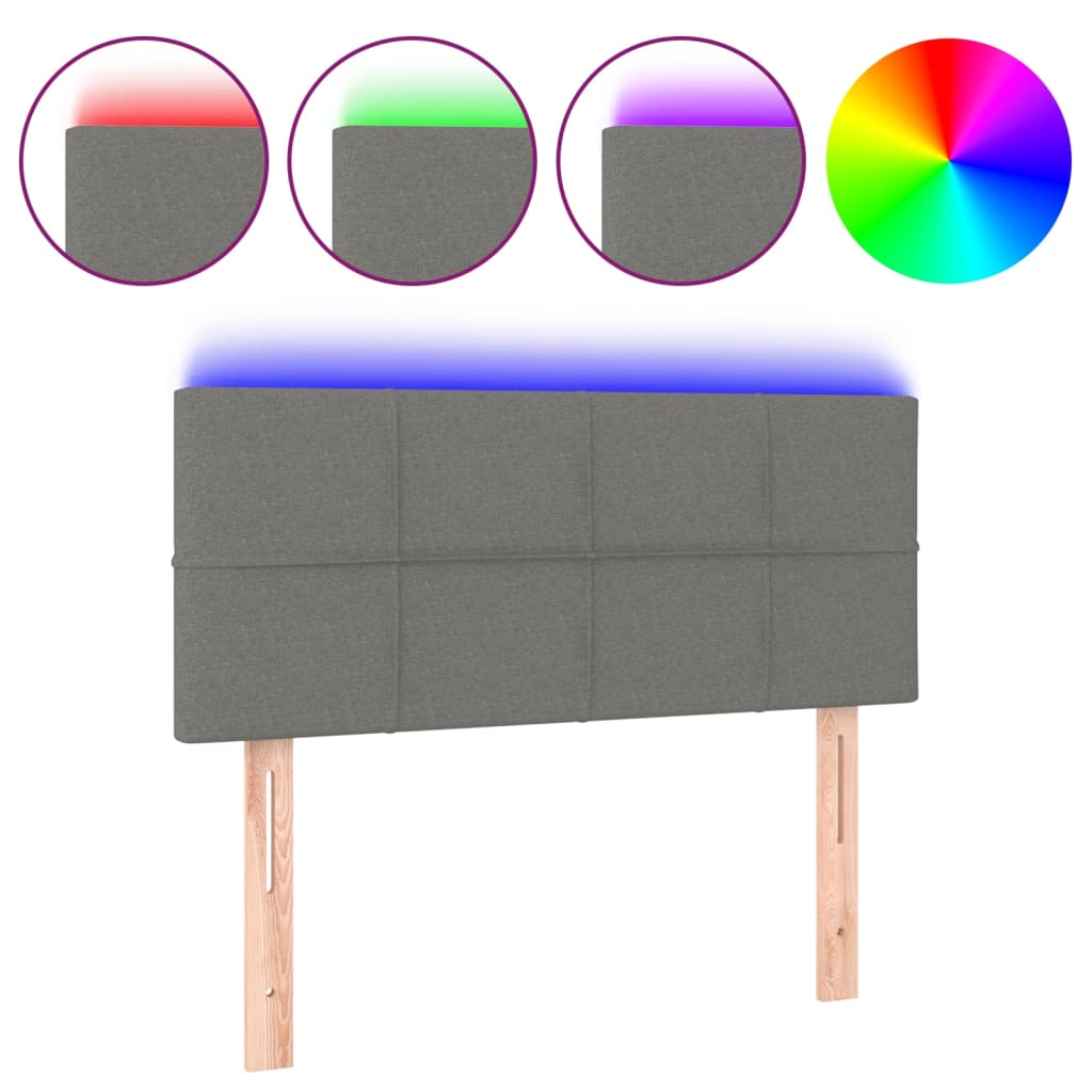 Κεφαλάρι Κρεβατιού LED Σκούρο Γκρι 100x5x78/88 εκ. Υφασμάτινο