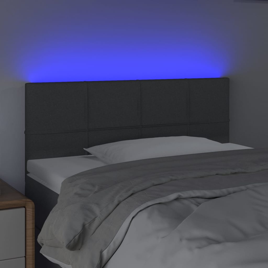 Κεφαλάρι Κρεβατιού LED Σκούρο Γκρι 100x5x78/88 εκ. Υφασμάτινο