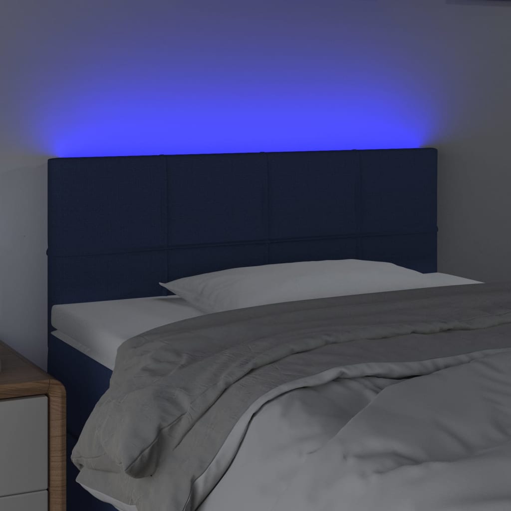 Κεφαλάρι Κρεβατιού LED Μπλε 100x5x78/88 εκ. Υφασμάτινο