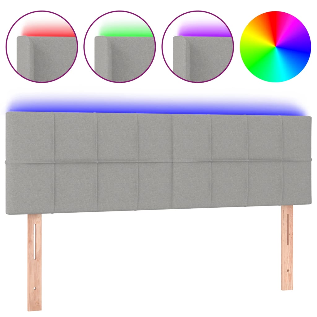Κεφαλάρι Κρεβατιού LED Ανοιχτό Γκρι 144x5x78/88 εκ. Υφασμάτινο