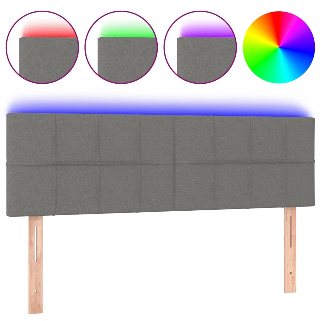 Κεφαλάρι Κρεβατιού LED Σκούρο Γκρι 144x5x78/88 εκ. Υφασμάτινο