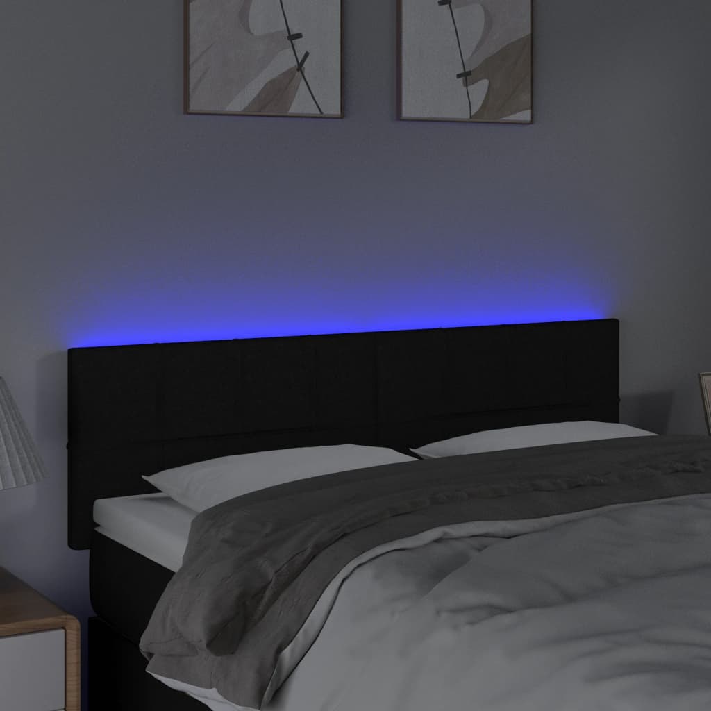 Κεφαλάρι Κρεβατιού LED Μαύρο 144x5x78/88 εκ. Υφασμάτινο