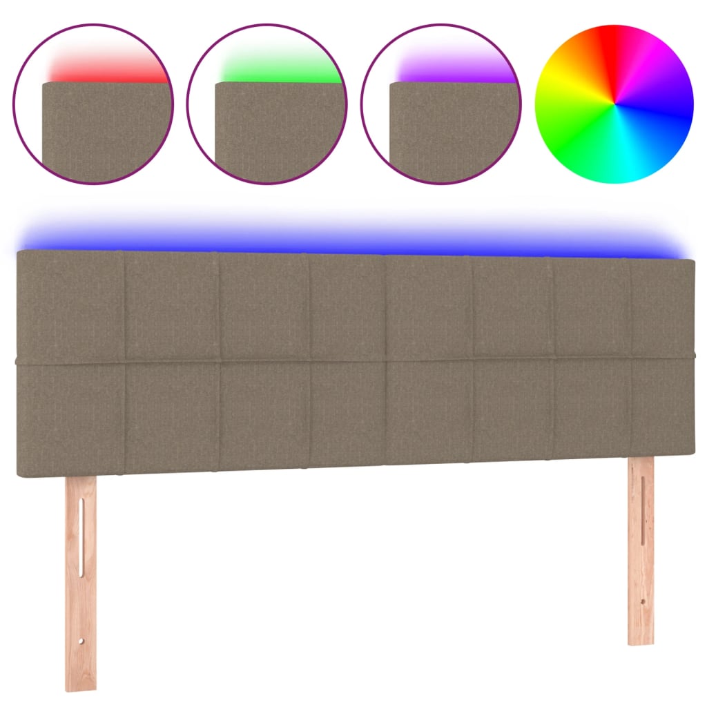 Κεφαλάρι Κρεβατιού LED Taupe 144x5x78/88 εκ. Υφασμάτινο