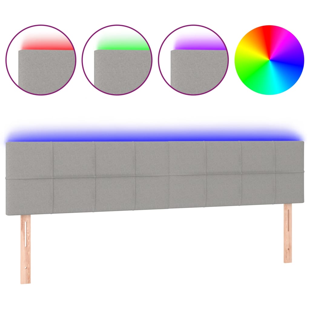 Κεφαλάρι Κρεβατιού LED Ανοιχτό Γκρι 160x5x78/88 εκ. Υφασμάτινο