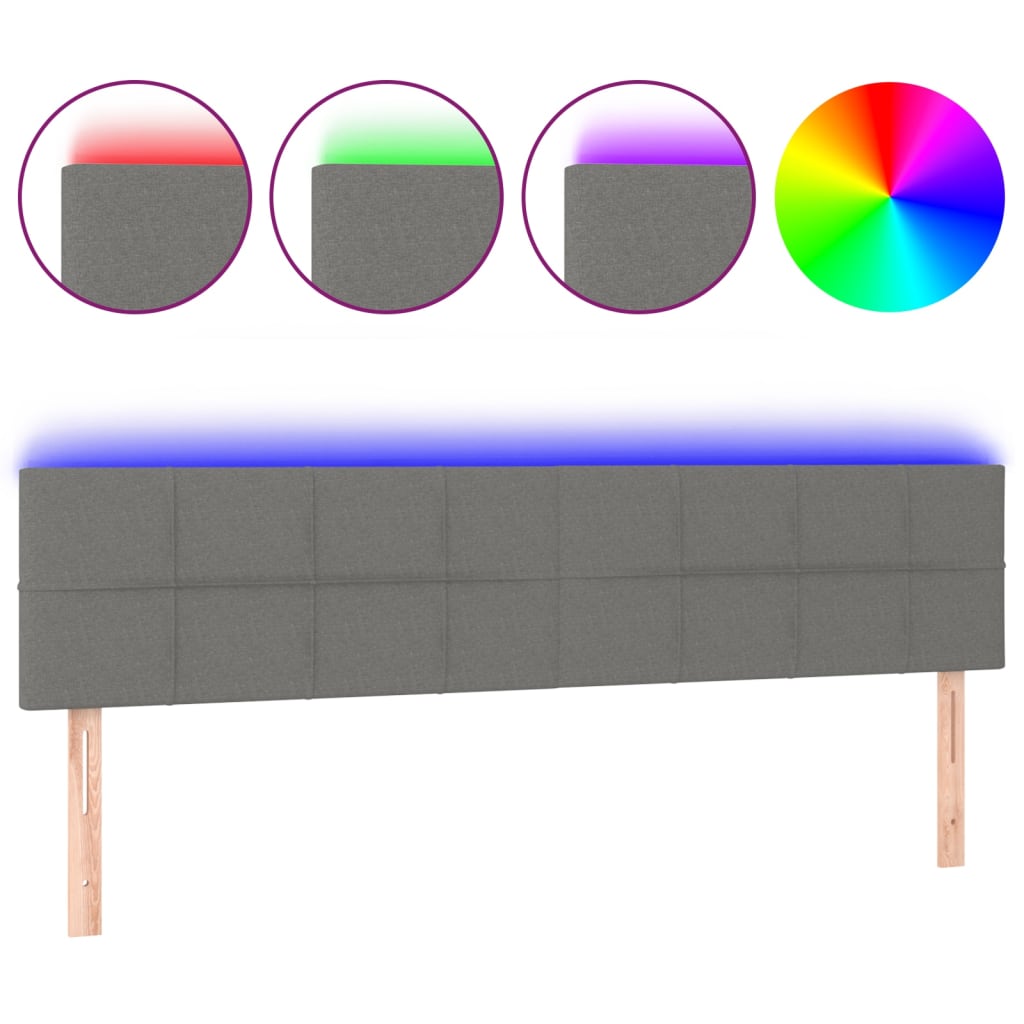 Κεφαλάρι Κρεβατιού LED Σκούρο Γκρι 160x5x78/88 εκ. Υφασμάτινο