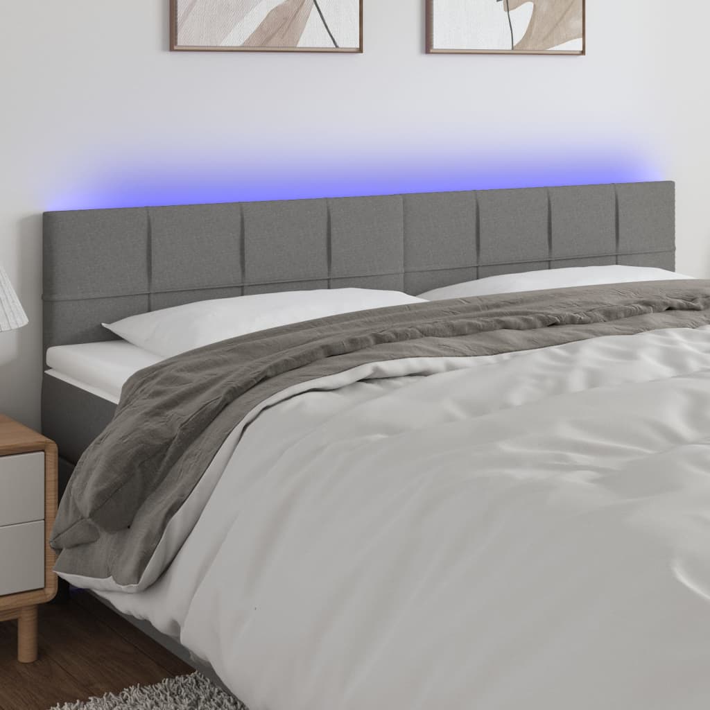 Κεφαλάρι Κρεβατιού LED Σκούρο Γκρι 160x5x78/88 εκ. Υφασμάτινο