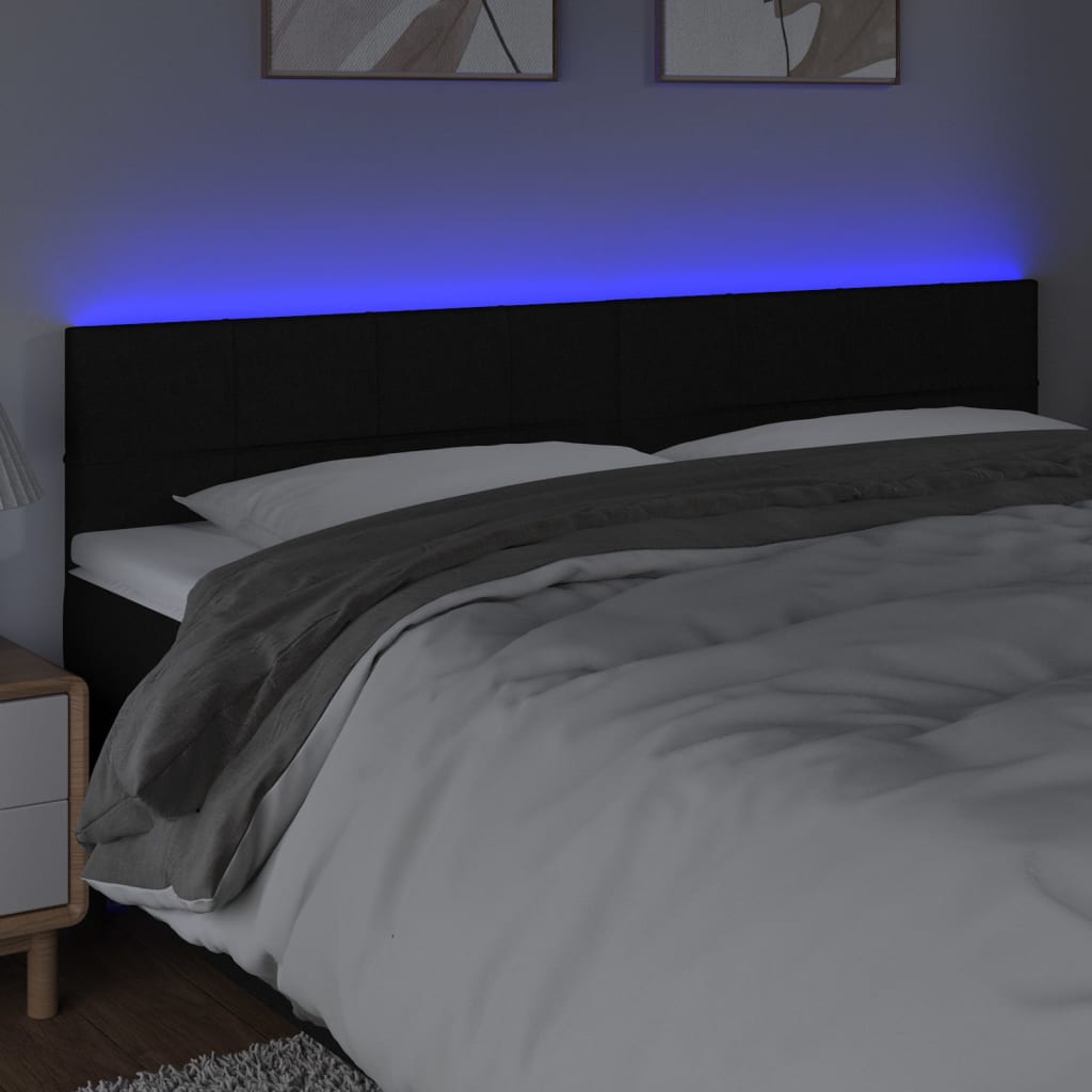 Κεφαλάρι Κρεβατιού LED Μαύρο 160x5x78/88 εκ. Υφασμάτινο