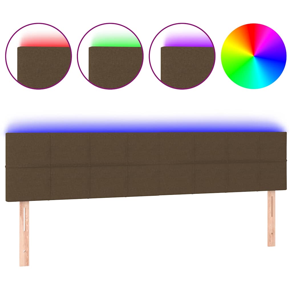 Κεφαλάρι Κρεβατιού LED Σκούρο Καφέ 160x5x78/88 εκ. Υφασμάτινο - Pakobazaar