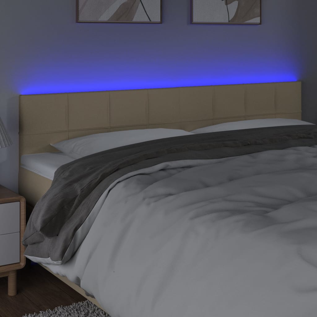 Κεφαλάρι Κρεβατιού LED Κρεμ 160x5x78/88 εκ. Υφασμάτινο