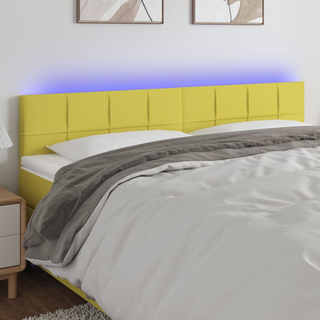 Κεφαλάρι Κρεβατιού LED Πράσινο 180x5x78/88 εκ. Υφασμάτινο - Pakobazaar