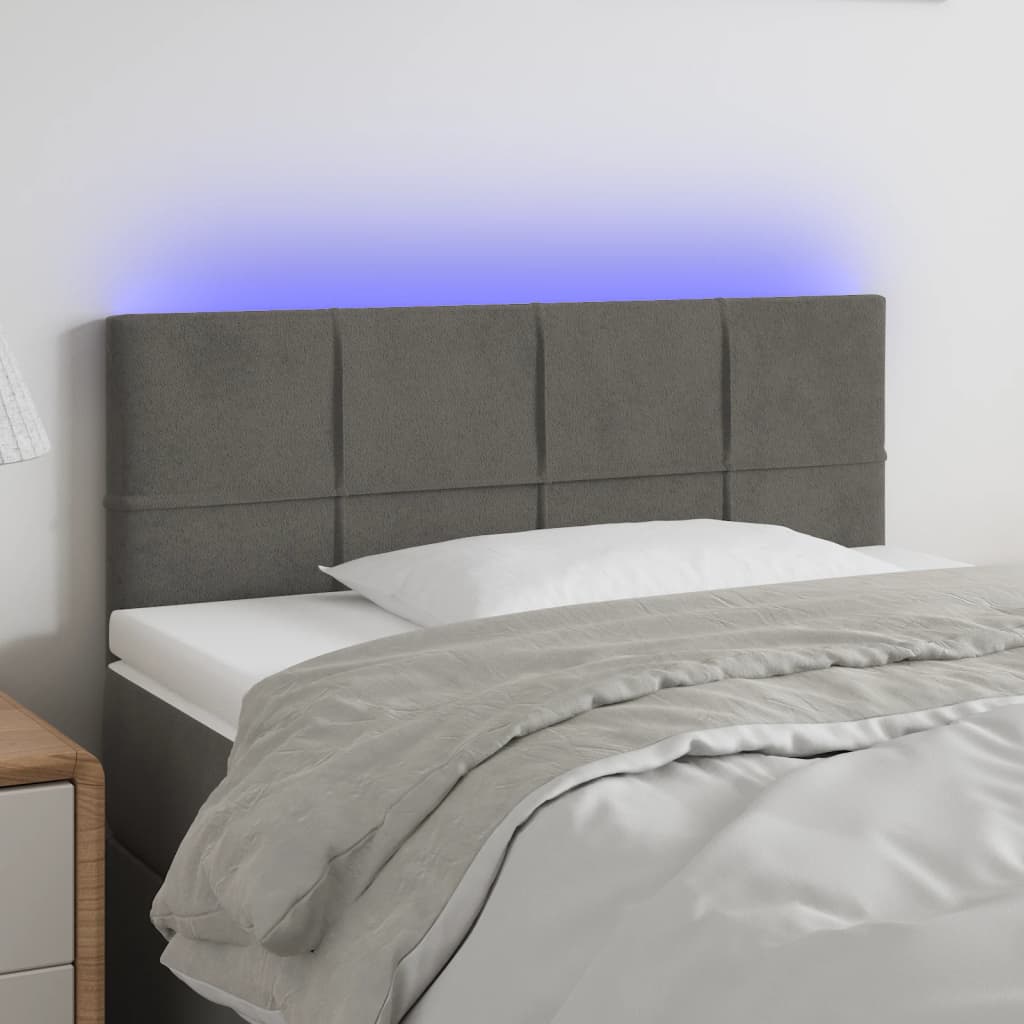 Κεφαλάρι Κρεβατιού LED Σκούρο Γκρι 80x5x78/88 εκ. Βελούδινο