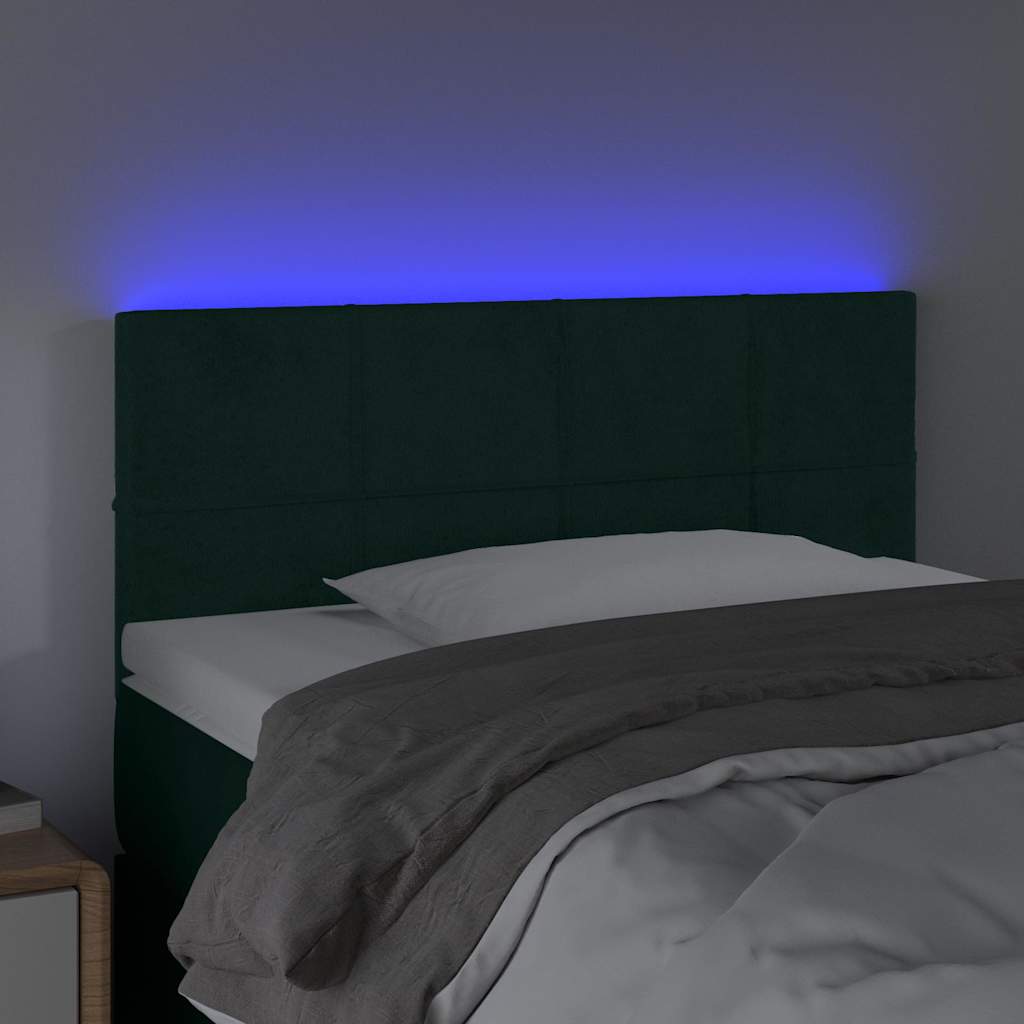 Κεφαλάρι Κρεβατιού LED Σκούρο Πράσινο 80x5x78/88 εκ. Βελούδινο