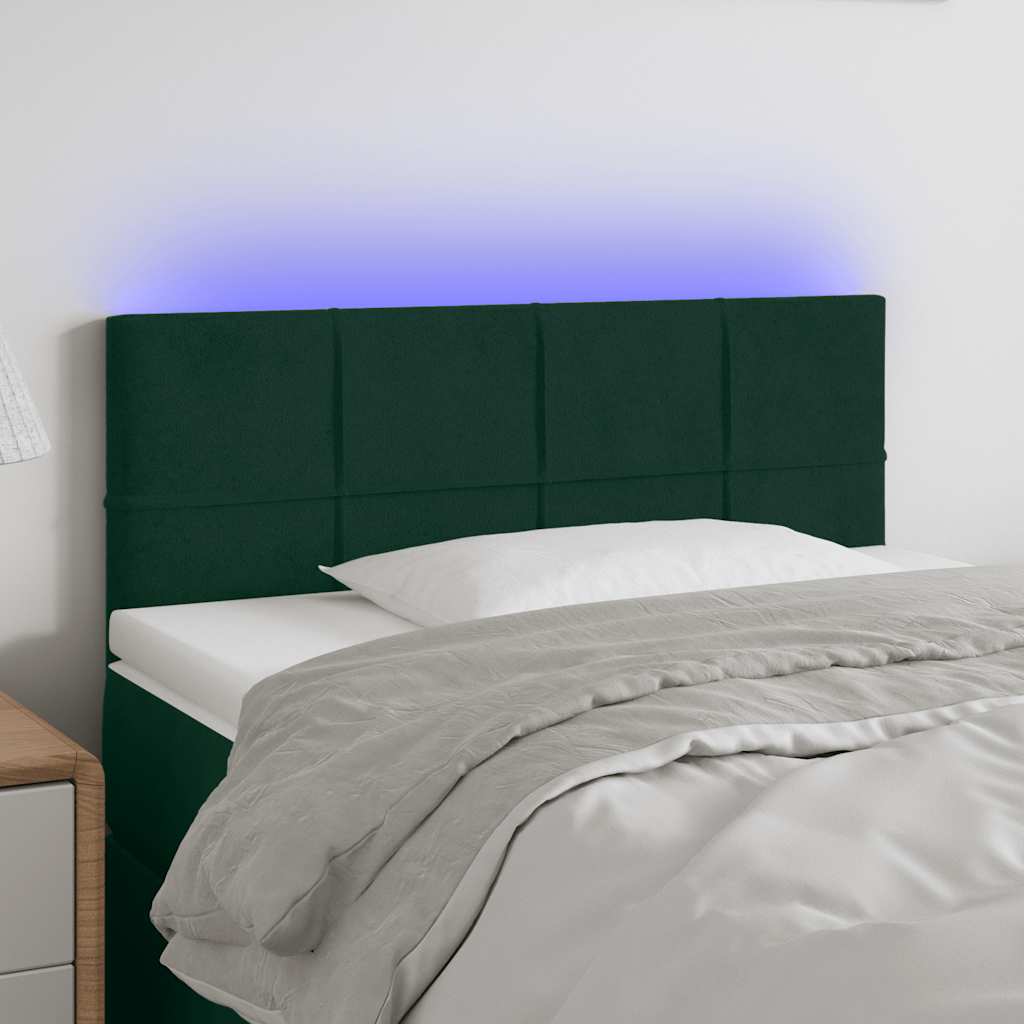 Κεφαλάρι Κρεβατιού LED Σκούρο Πράσινο 80x5x78/88 εκ. Βελούδινο