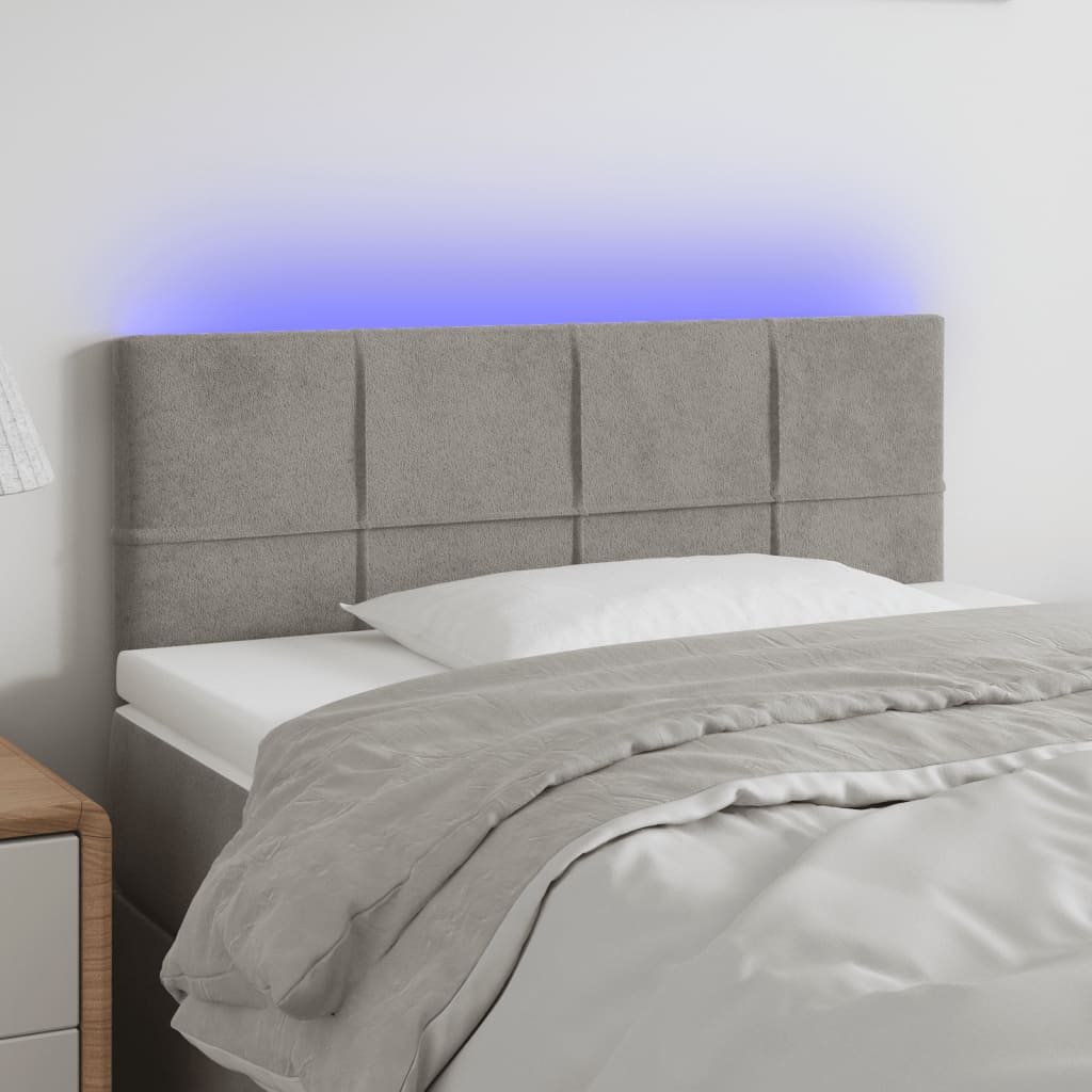 Κεφαλάρι Κρεβατιού LED Ανοιχτό Γκρι 90x5x78/88 εκ. Βελούδινο - Pakobazaar