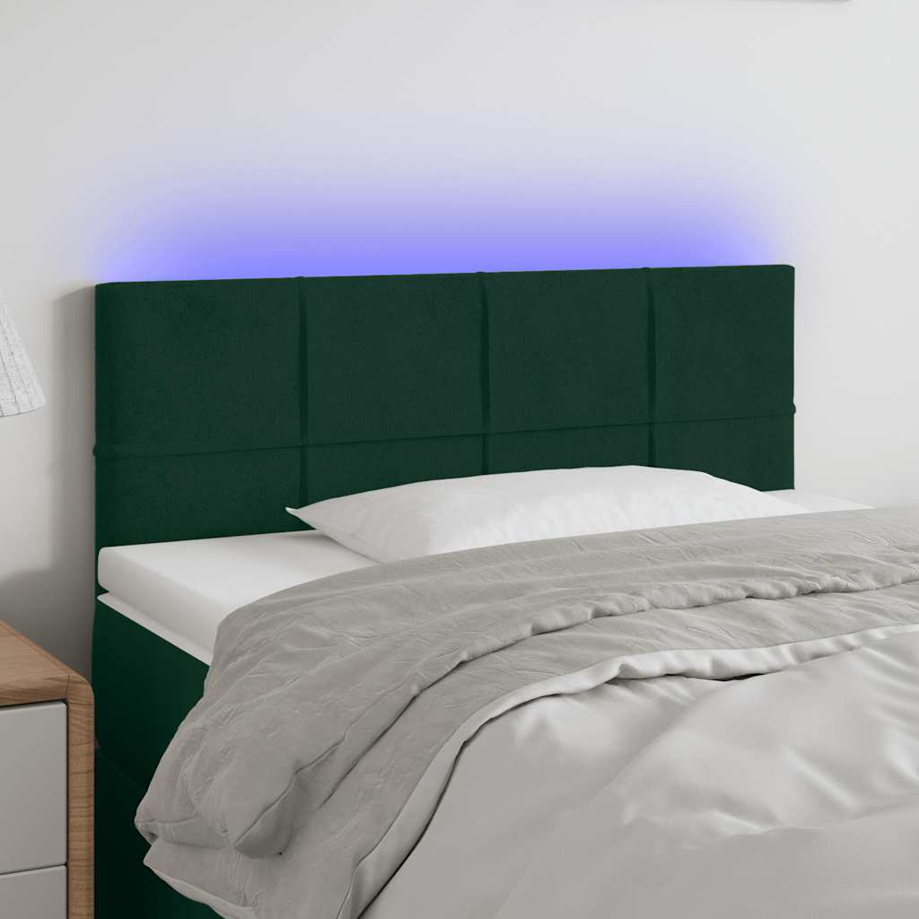 Κεφαλάρι Κρεβατιού LED Σκούρο Πράσινο 90x5x78/88 εκ. Βελούδινο