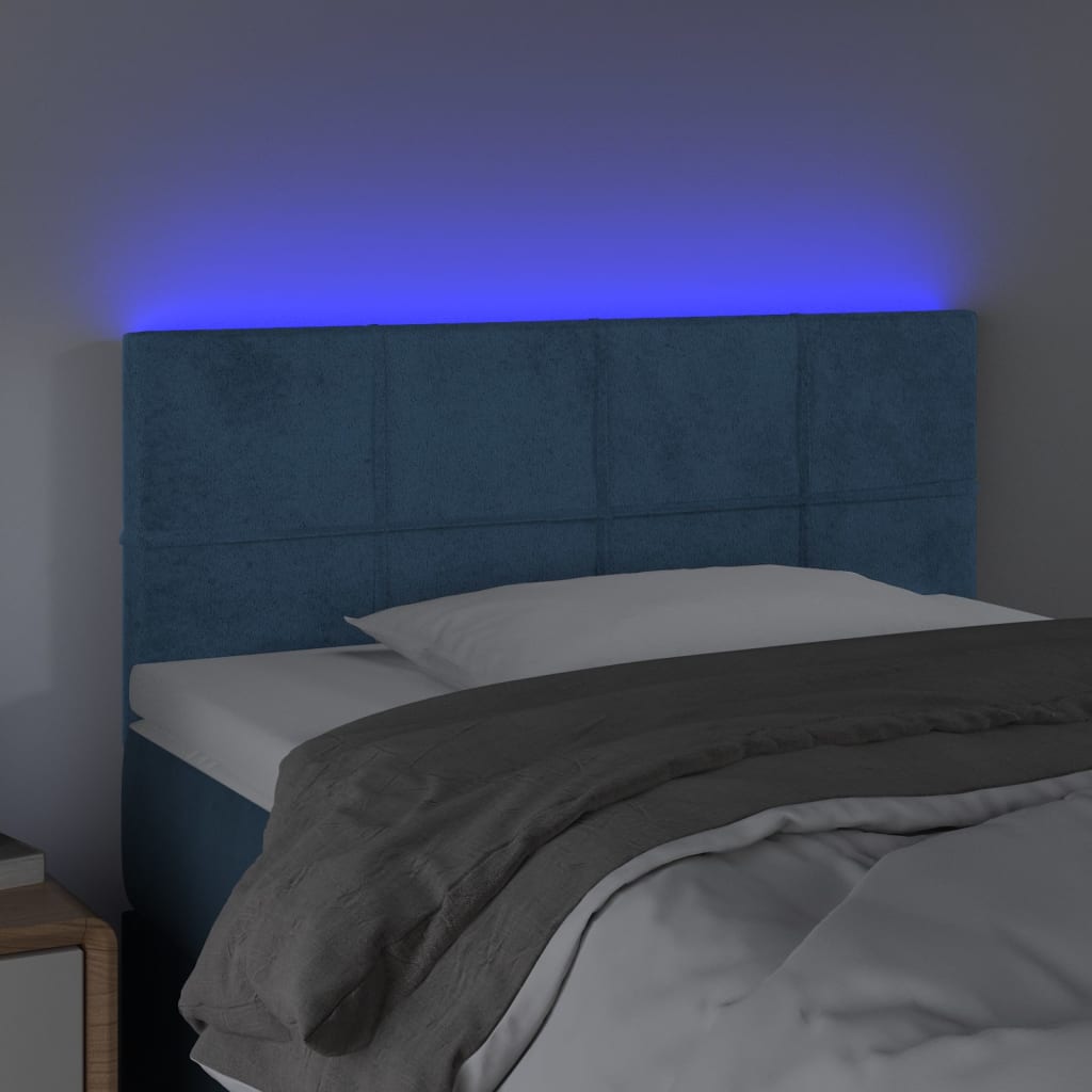 Κεφαλάρι Κρεβατιού LED Σκούρο Μπλε 90x5x78/88 εκ. Βελούδινο