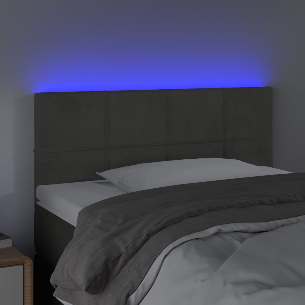 Κεφαλάρι Κρεβατιού LED Σκούρο Γκρι 100x5x78/88 εκ. Βελούδινο