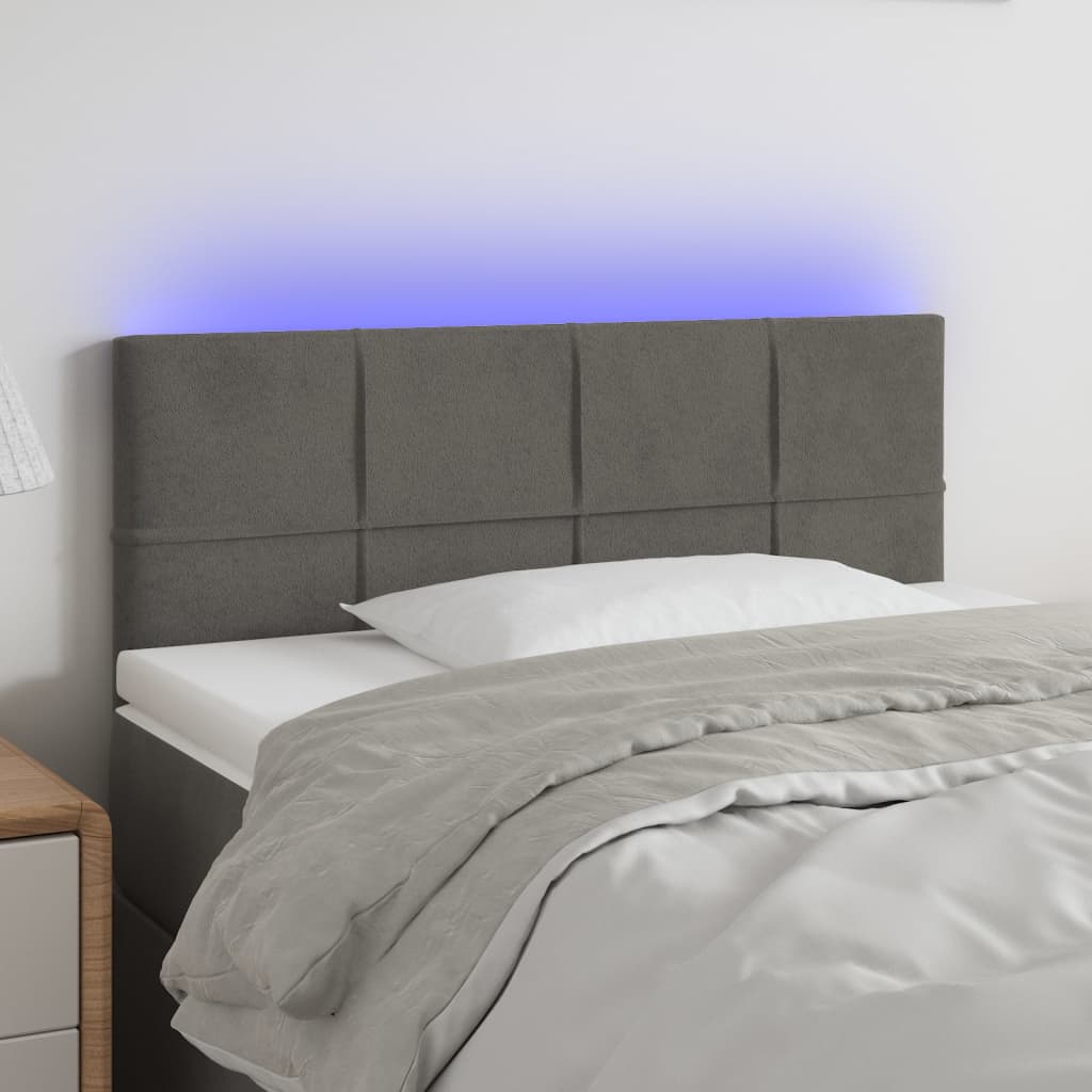 Κεφαλάρι Κρεβατιού LED Σκούρο Γκρι 100x5x78/88 εκ. Βελούδινο
