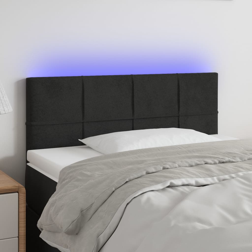Κεφαλάρι Κρεβατιού LED Μαύρο 100x5x78/88 εκ. Βελούδινο