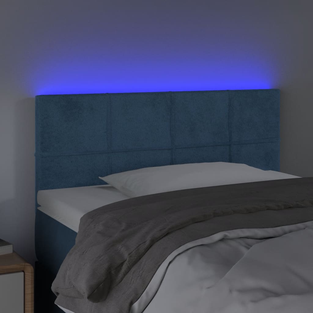 Κεφαλάρι Κρεβατιού LED Σκούρο Μπλε 100x5x78/88 εκ. Βελούδινο