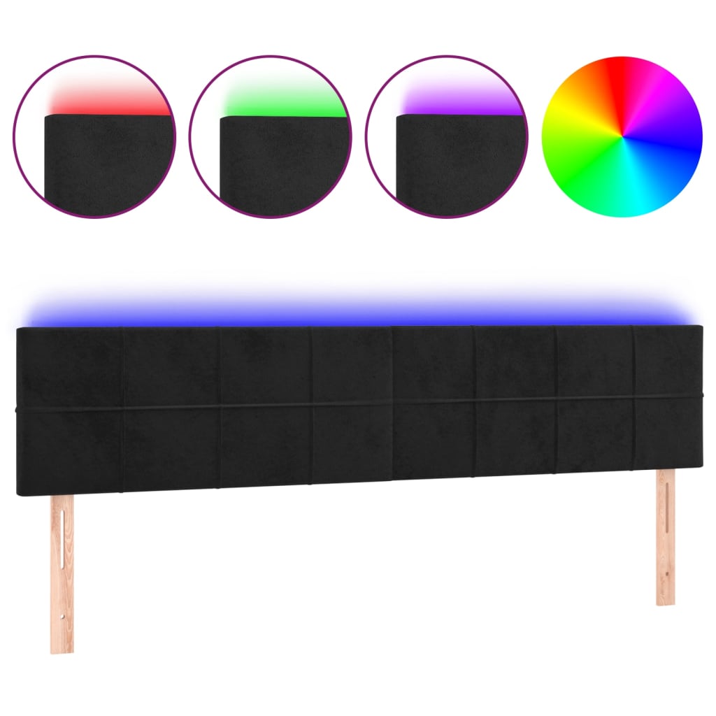Κεφαλάρι Κρεβατιού LED Μαύρο 180x5x78/88 εκ. Βελούδινο