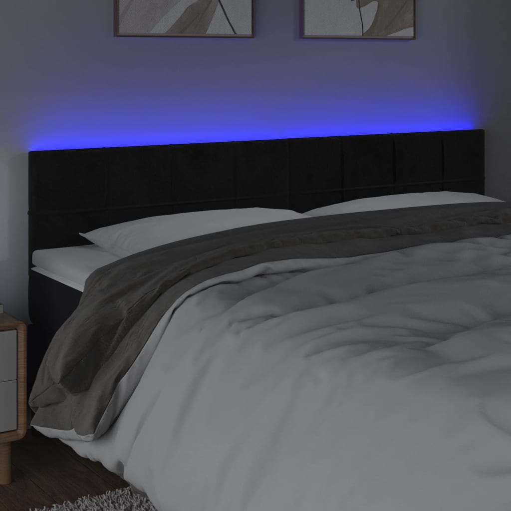 Κεφαλάρι Κρεβατιού LED Μαύρο 180x5x78/88 εκ. Βελούδινο
