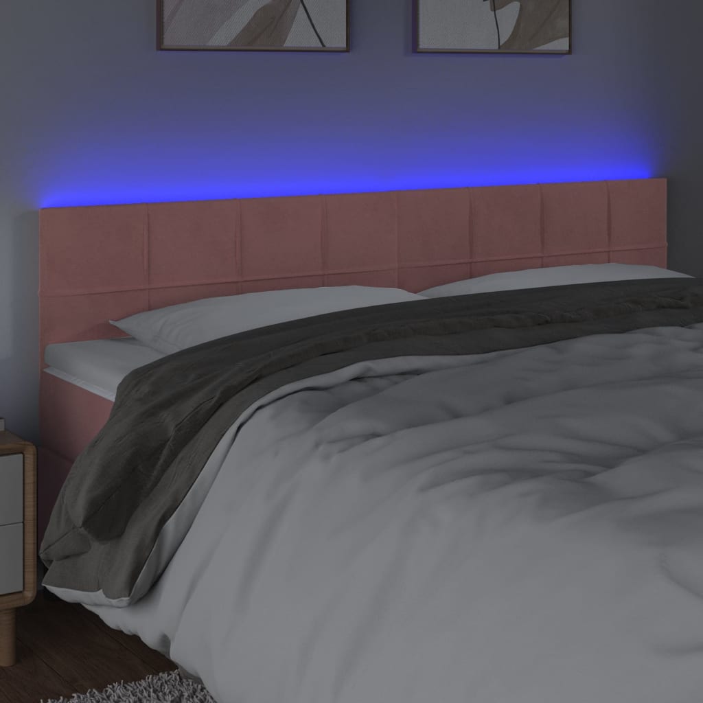 Κεφαλάρι Κρεβατιού LED Ροζ 180x5x78/88 εκ. Βελούδινο