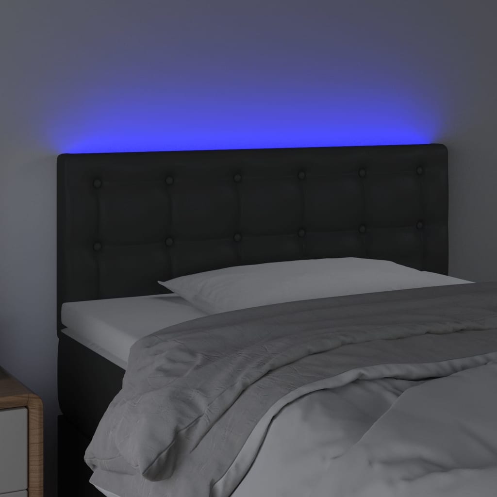 Κεφαλάρι Κρεβατιού LED Μαύρο 80x5x78/88 εκ. από Συνθετικό Δέρμα