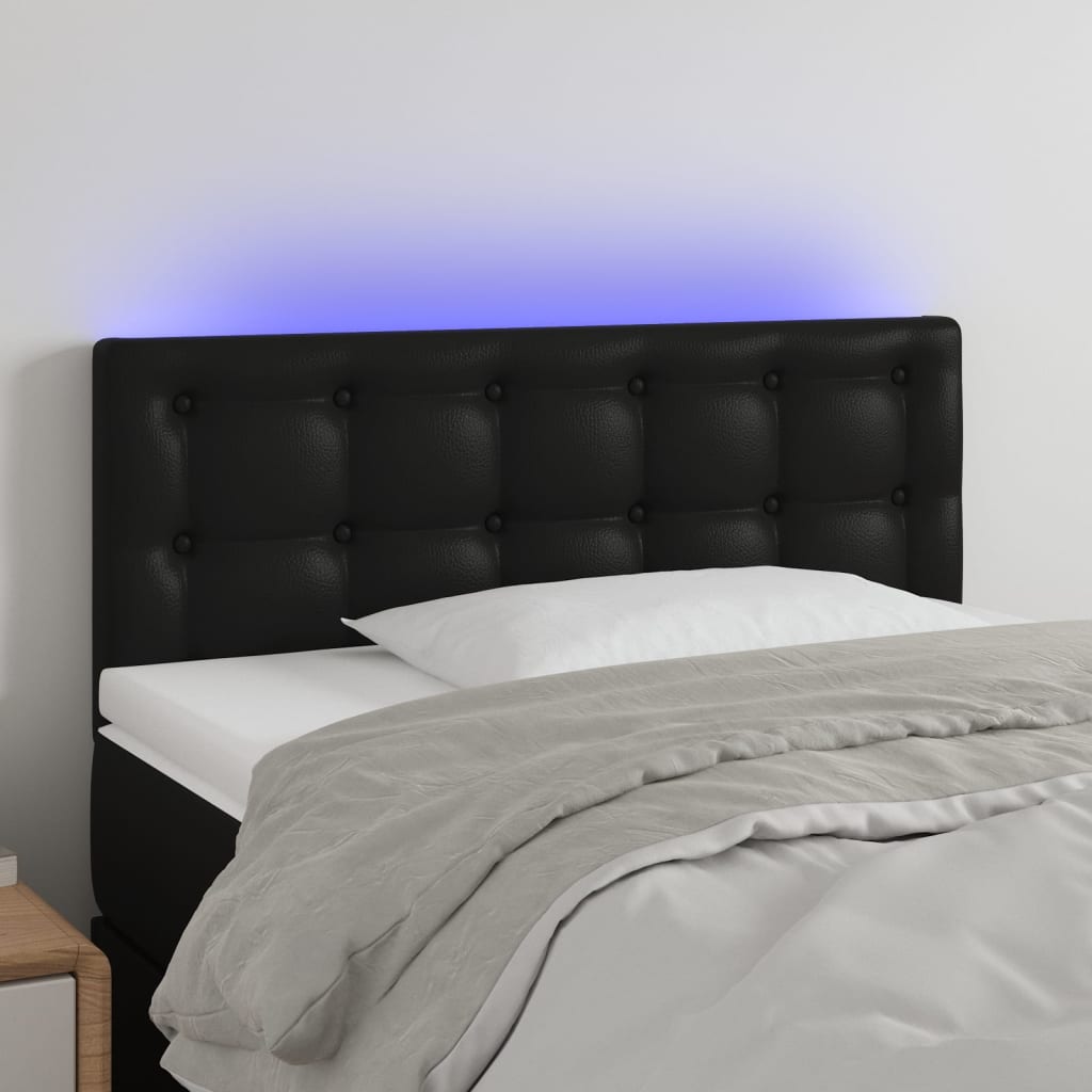 Κεφαλάρι Κρεβατιού LED Μαύρο 80x5x78/88 εκ. από Συνθετικό Δέρμα