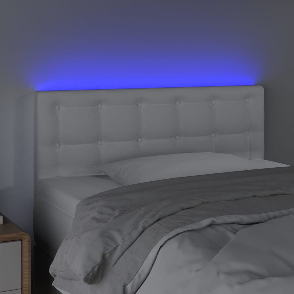 Κεφαλάρι Κρεβατιού LED Λευκό 80x5x78/88 εκ. από Συνθετικό Δέρμα