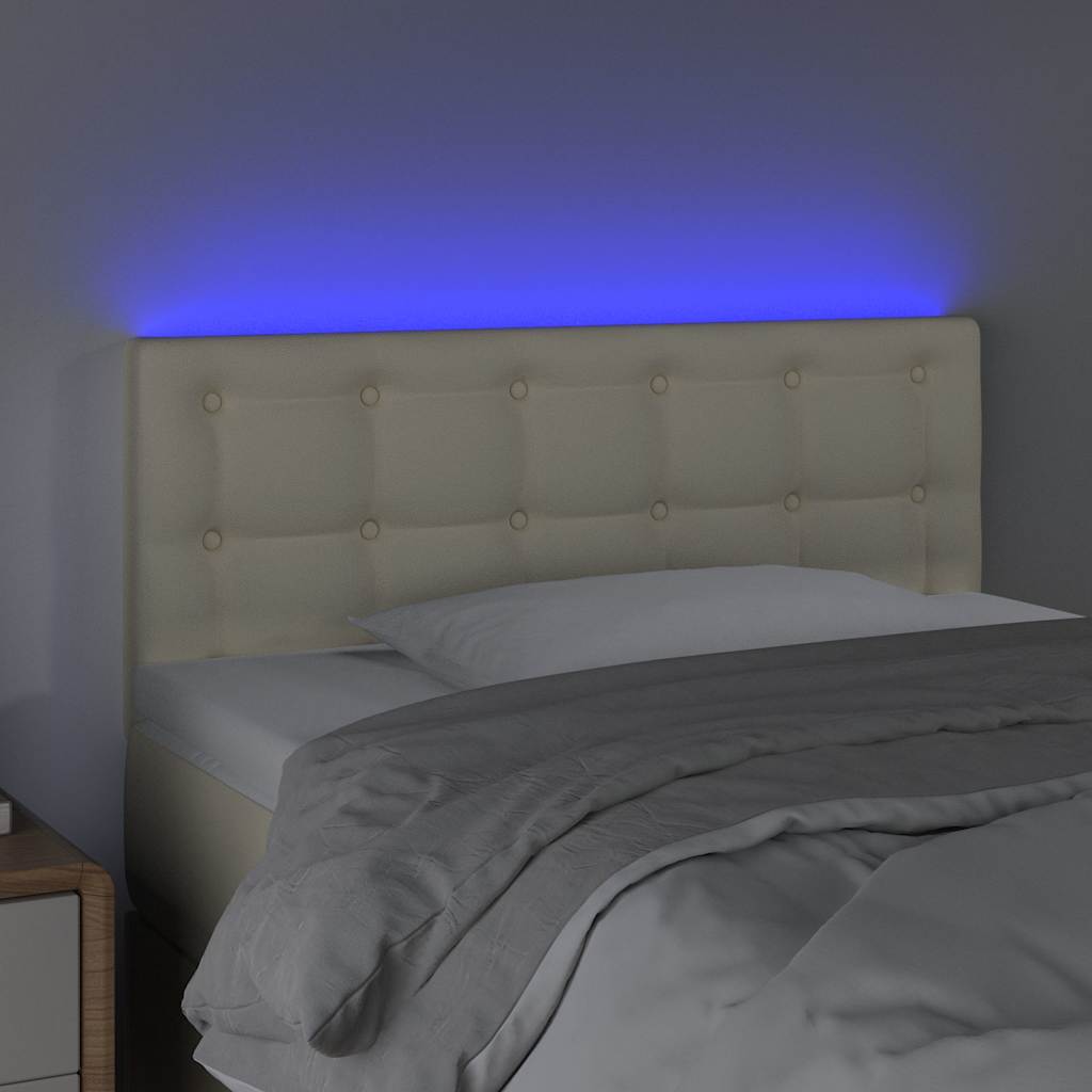 Κεφαλάρι Κρεβατιού LED Κρεμ 80x5x78/88 εκ. από Συνθετικό Δέρμα