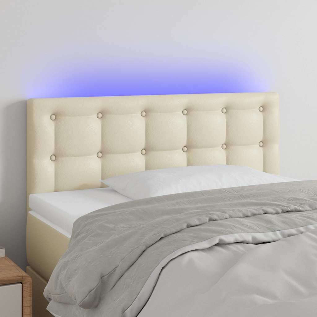 Κεφαλάρι Κρεβατιού LED Κρεμ 80x5x78/88 εκ. από Συνθετικό Δέρμα