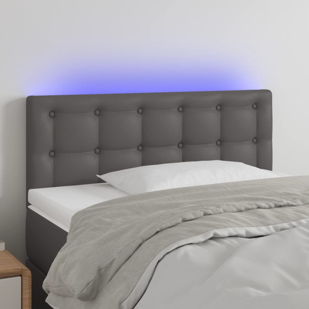 Κεφαλάρι Κρεβατιού LED Γκρι 80x5x78/88 εκ. από Συνθετικό Δέρμα - Pakobazaar