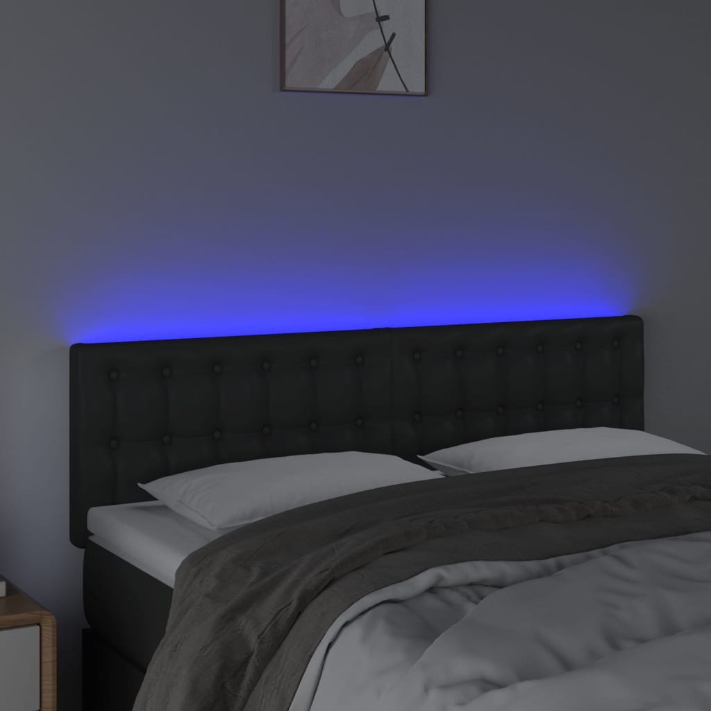 Κεφαλάρι Κρεβατιού LED Μαύρο 144x5x78/88 εκ. Συνθετ. Δέρμα - Pakobazaar