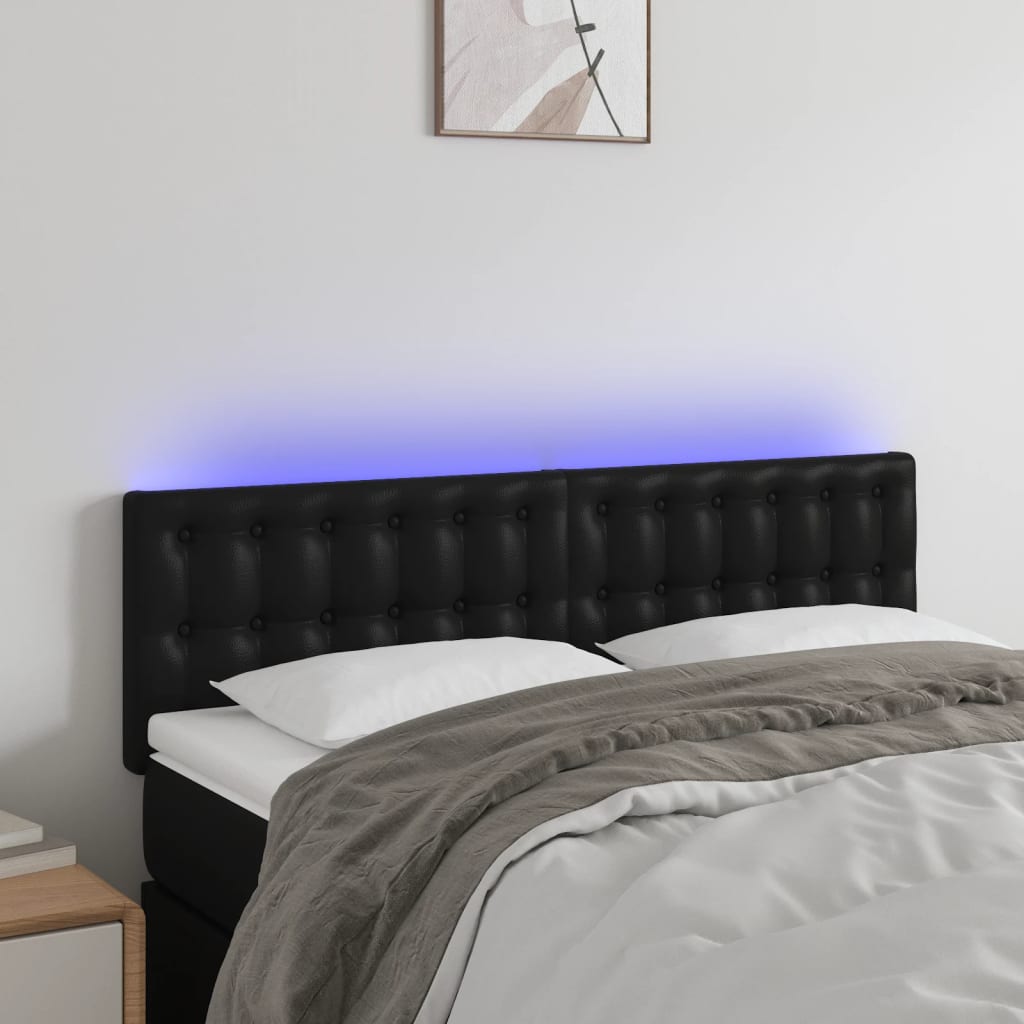 Κεφαλάρι Κρεβατιού LED Μαύρο 144x5x78/88 εκ. Συνθετ. Δέρμα - Pakobazaar
