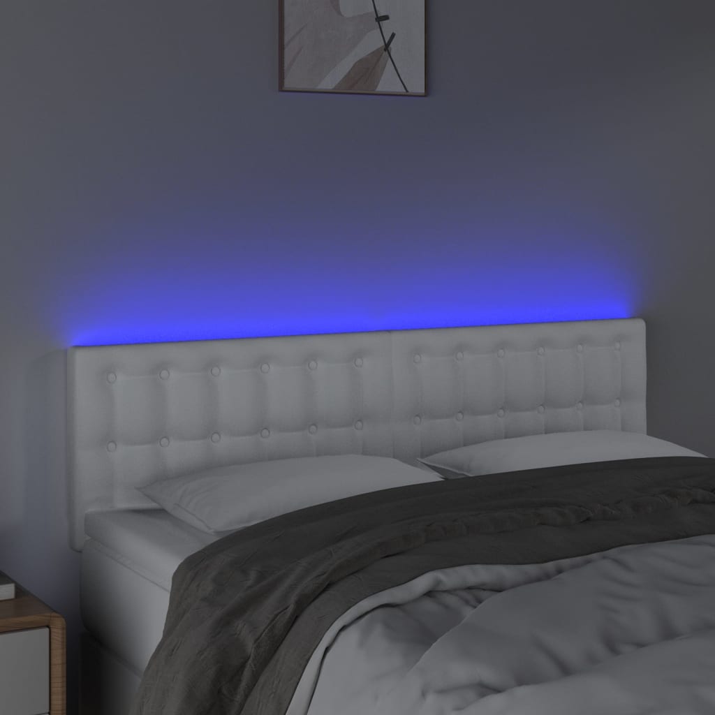 Κεφαλάρι Κρεβατιού LED Λευκό 144x5x78/88 εκ. Συνθετ. Δέρμα - Pakobazaar