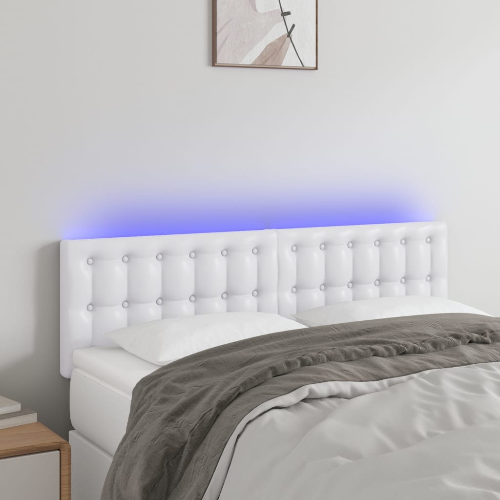 Κεφαλάρι Κρεβατιού LED Λευκό 144x5x78/88 εκ. Συνθετ. Δέρμα - Pakobazaar