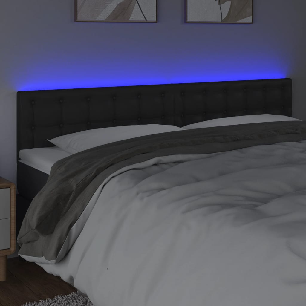 Κεφαλάρι Κρεβατιού LED Μαύρο 160x5x78/88 εκ. Συνθετ. Δέρμα